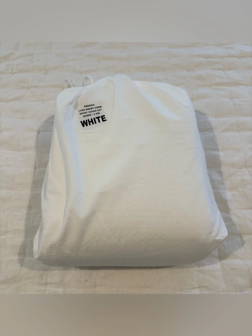 New Quince Organic Luxe Honeycomb Duvet Cover Set Full/Queen $114 White